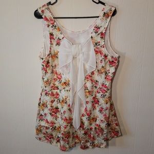 Bow Back Hi-lo Peplum Floral Lace Top Plus Size